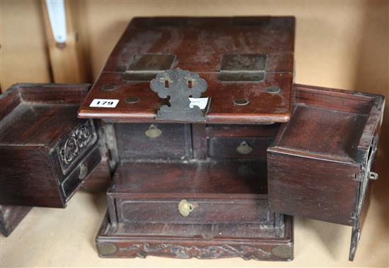 Chinese rosewood and brass jewellery box